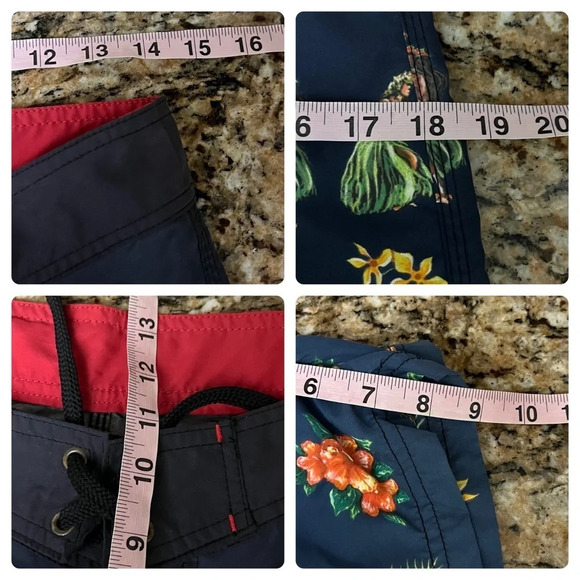 Solitude Mens Swim Trunks 30 Blue Yellow Board Shorts Bathing Suit Hawaii - Picture 3 of 8